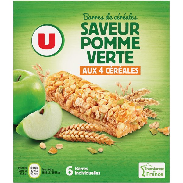 Barres de céréales Pomme verte - U - 125 g (x6)