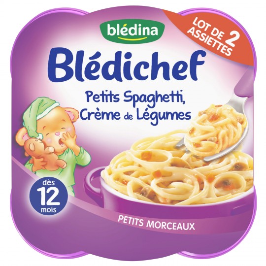 Blédichef Spaghetti et Crème de Légumes - Repas Bébé dès 12 mois