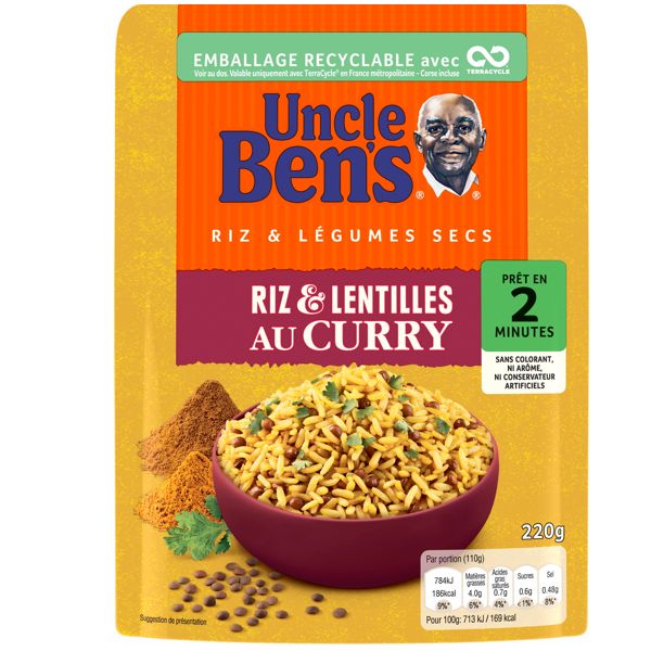 Riz & lentilles au curry Uncle Ben's - Intermarché