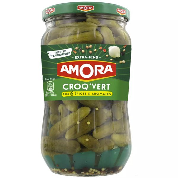 AMORA Croq'Vert Cornichons Extra-Fins Bocal