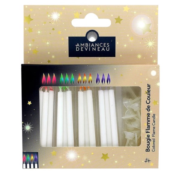 BOUGIES BLANCHES FLAMME DE COULEUR